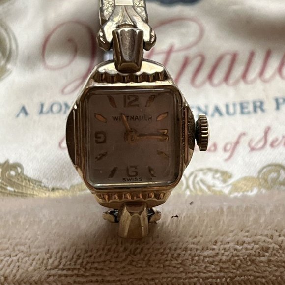 Works! Wittnauer Ladies Swiss Watch 10K Rolled Gold Plate Bezel Wind Up W/ Case! - Picture 4 of 5